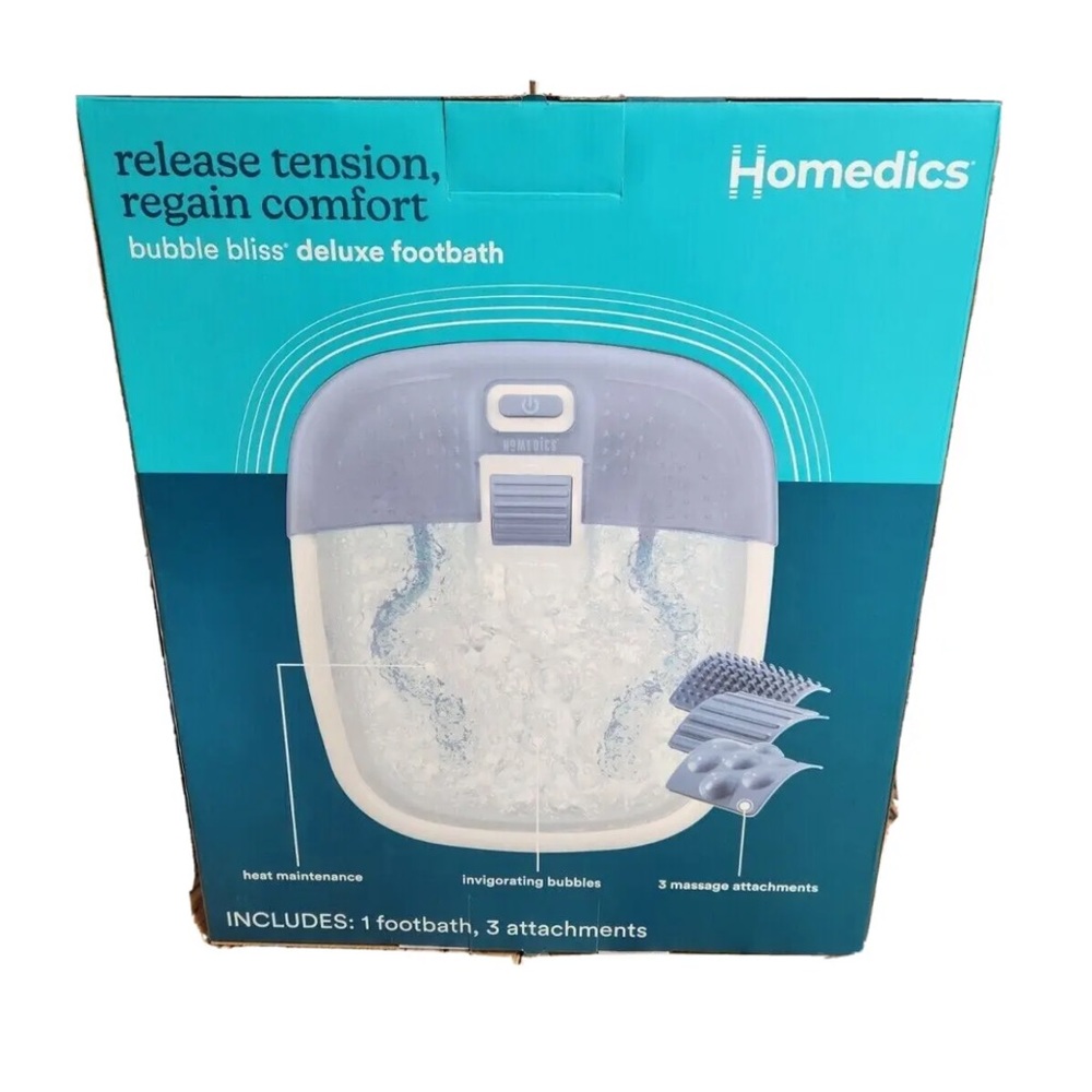 NEW-HoMedics Bubble Bliss Deluxe Foot Spa w/ Heat Massaging Arch Massag
